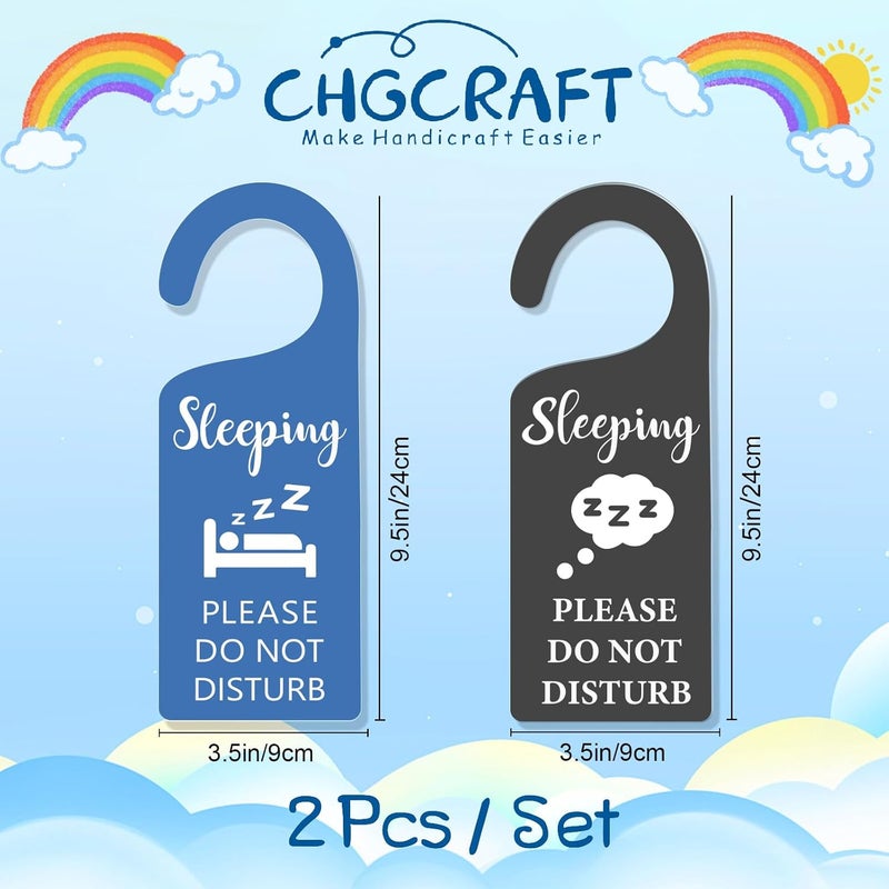 CHGCRAFT 2Pack Sleeping Do Not Disturb Door Sign - Engraved Acrylic Hanger for Home, Bedroom, Hotels, Hospital - Image 2